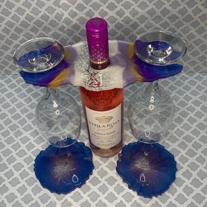 Wine glass holder with coasters